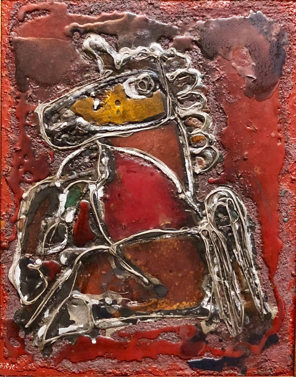 Mixed Media Sculptural Painting "Unicorn" Chicago Jewish Modernist