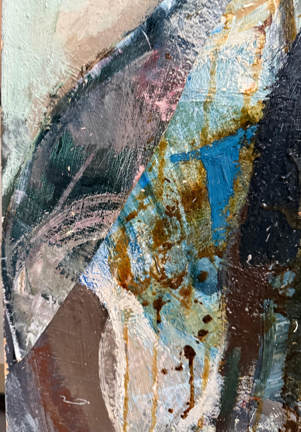 Large Figural Abstract Oil Painting Collage LA California Artist Peter Liashkov