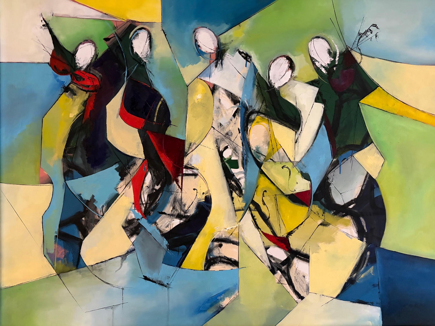 Large Colorful Music Notes Israeli Modernist Oil Painting Dorit Levi Musical Art