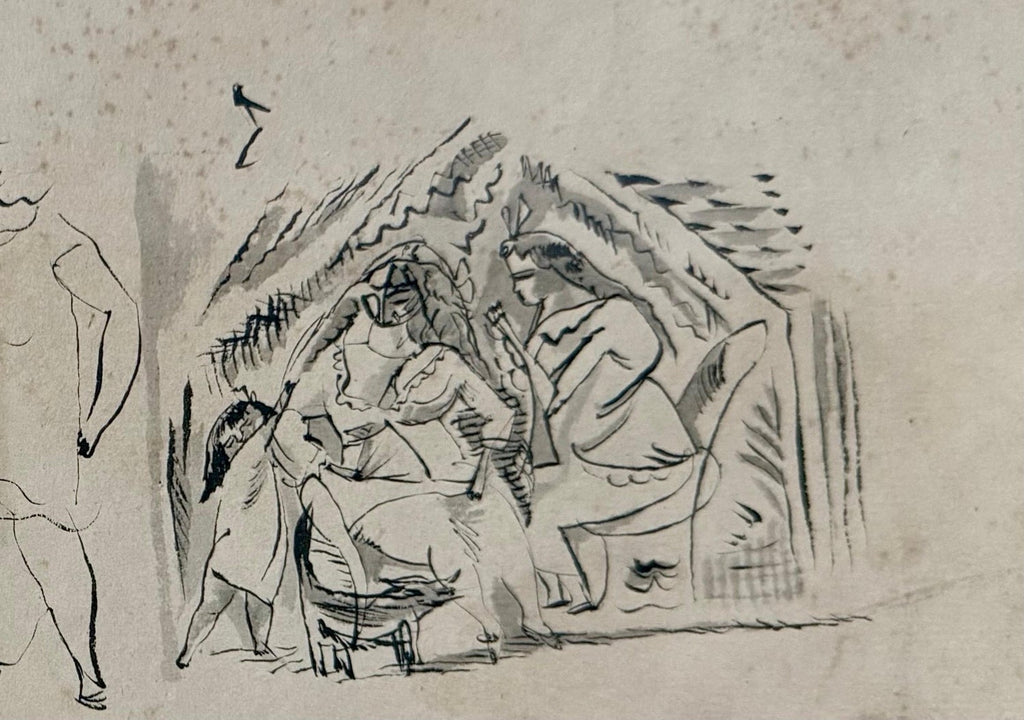 German Expressionist Drawing, Watercolor Painting Jules Pascin Cuba Scene 1910