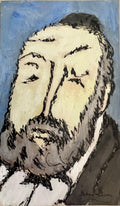 Ben ZIon Expressionist Judaica Rabbi Watercolor Painting Jewish Modernist WPA