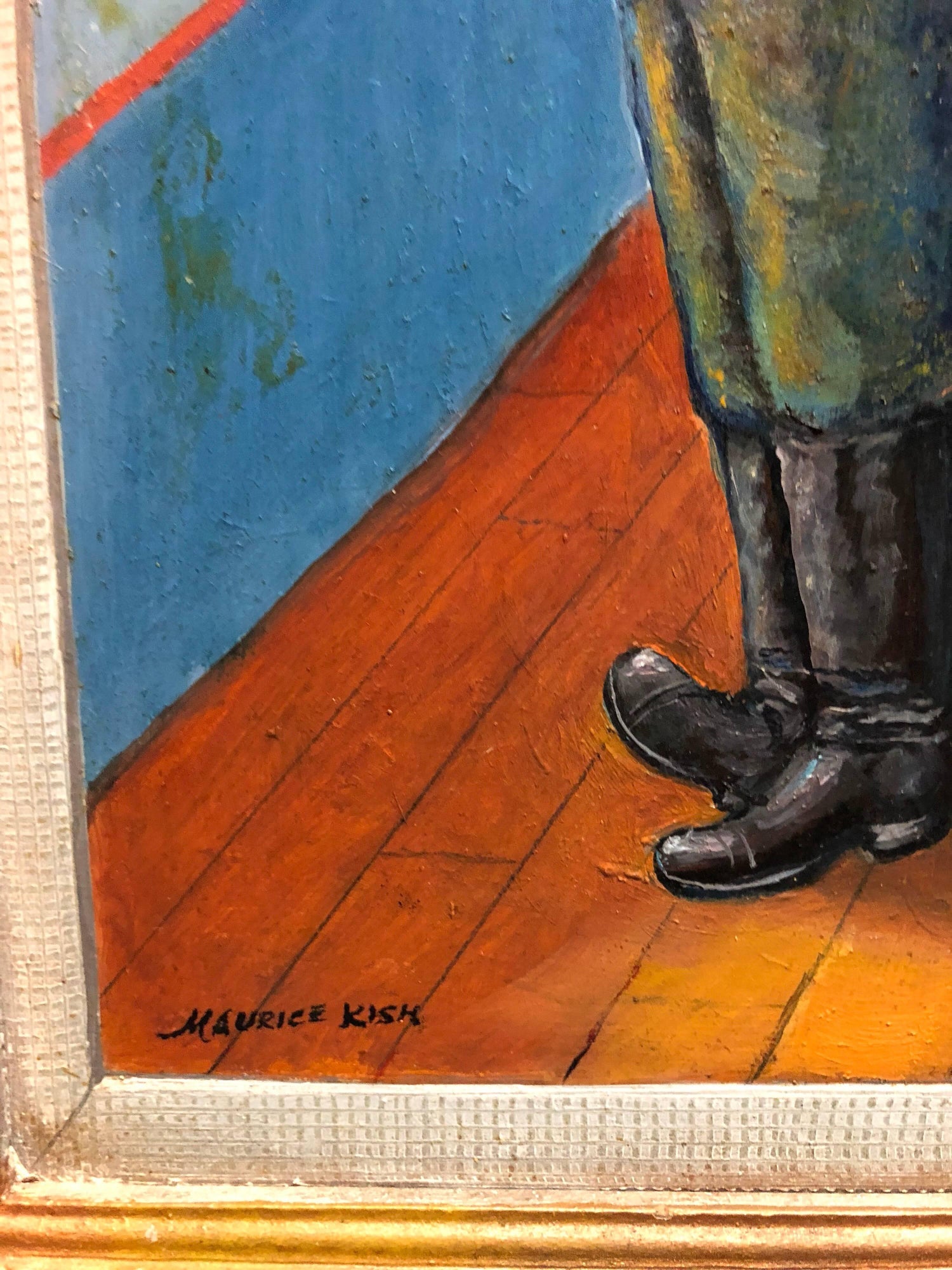 Three Klezmer Musicians Modern Judaica Shtetl Oil Painting WPA Jewish artist