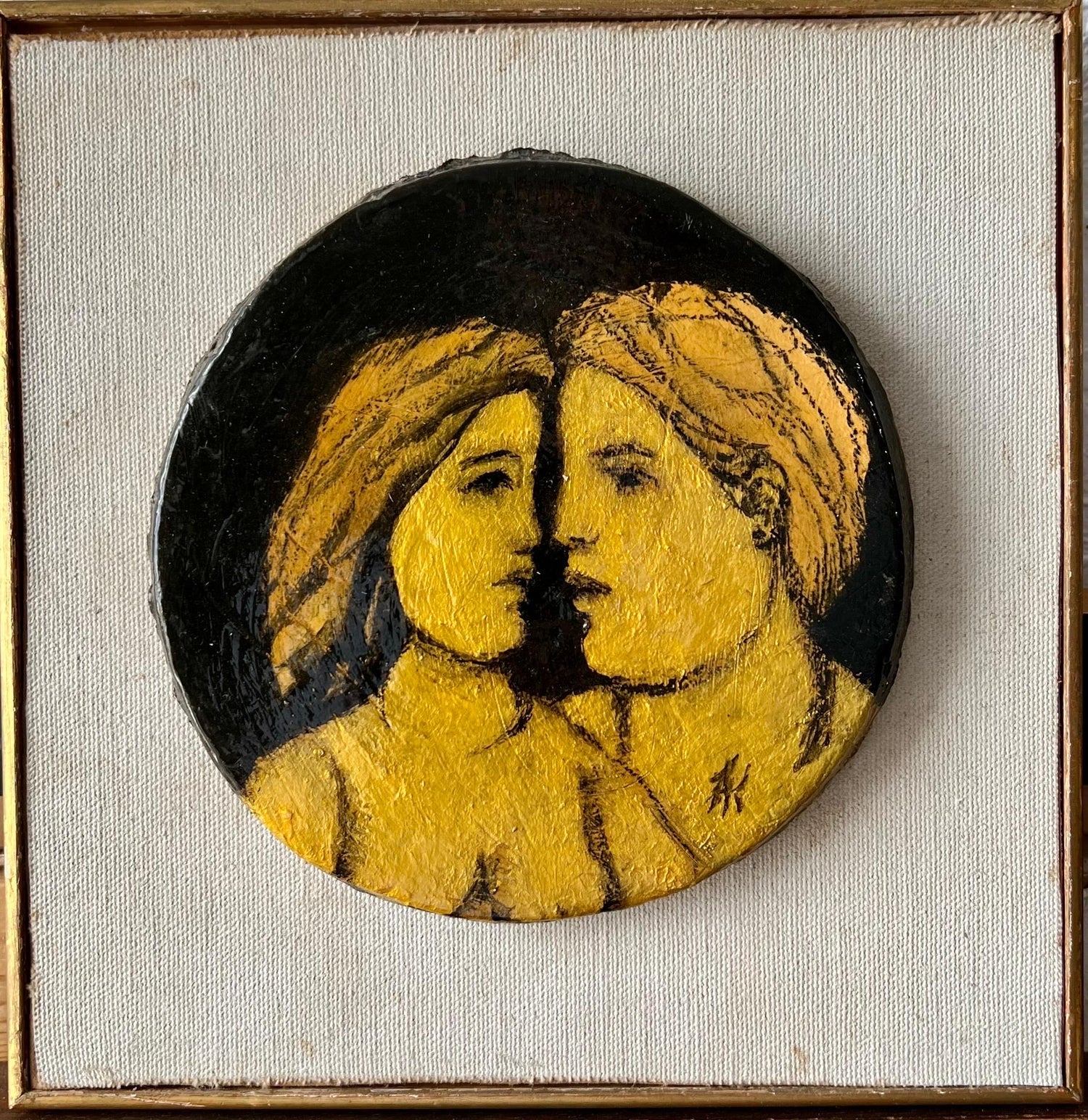 Glazed Ceramic Sculpture Plaque WPA Artist NYC Frank Kleinholz Couple of Lovers