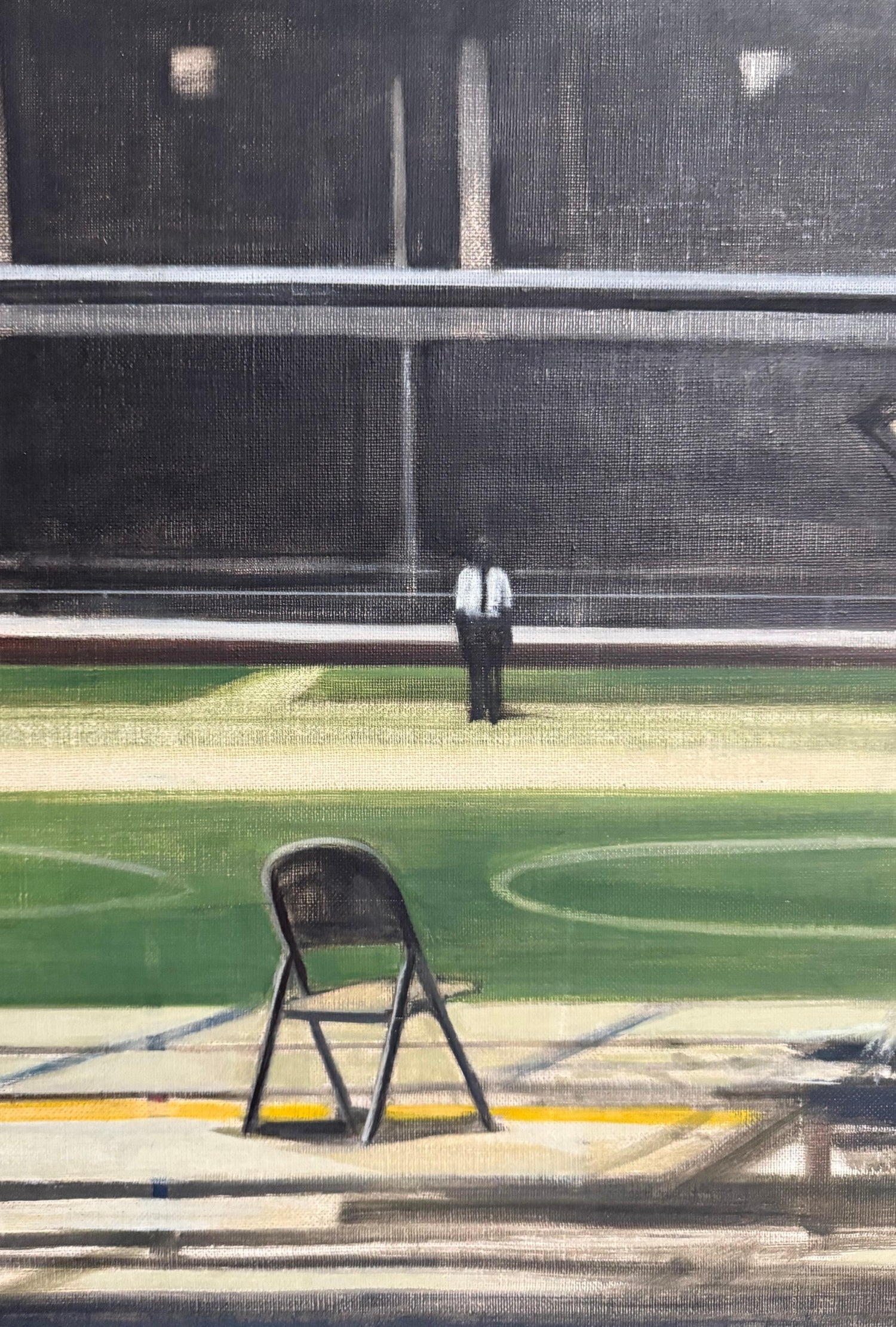 Large American Modernist Oil Painting Baseball Game the Tryout Sidney Goodman