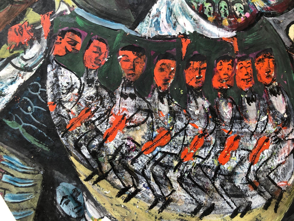 Modernist Orchestra Musical Gouache Painting Boston Expressionist