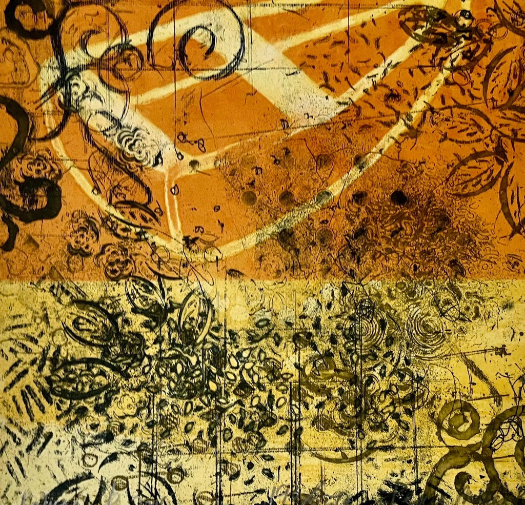 Abstract Drypoint Etching Cheryl Warrick African American Woman Artist
