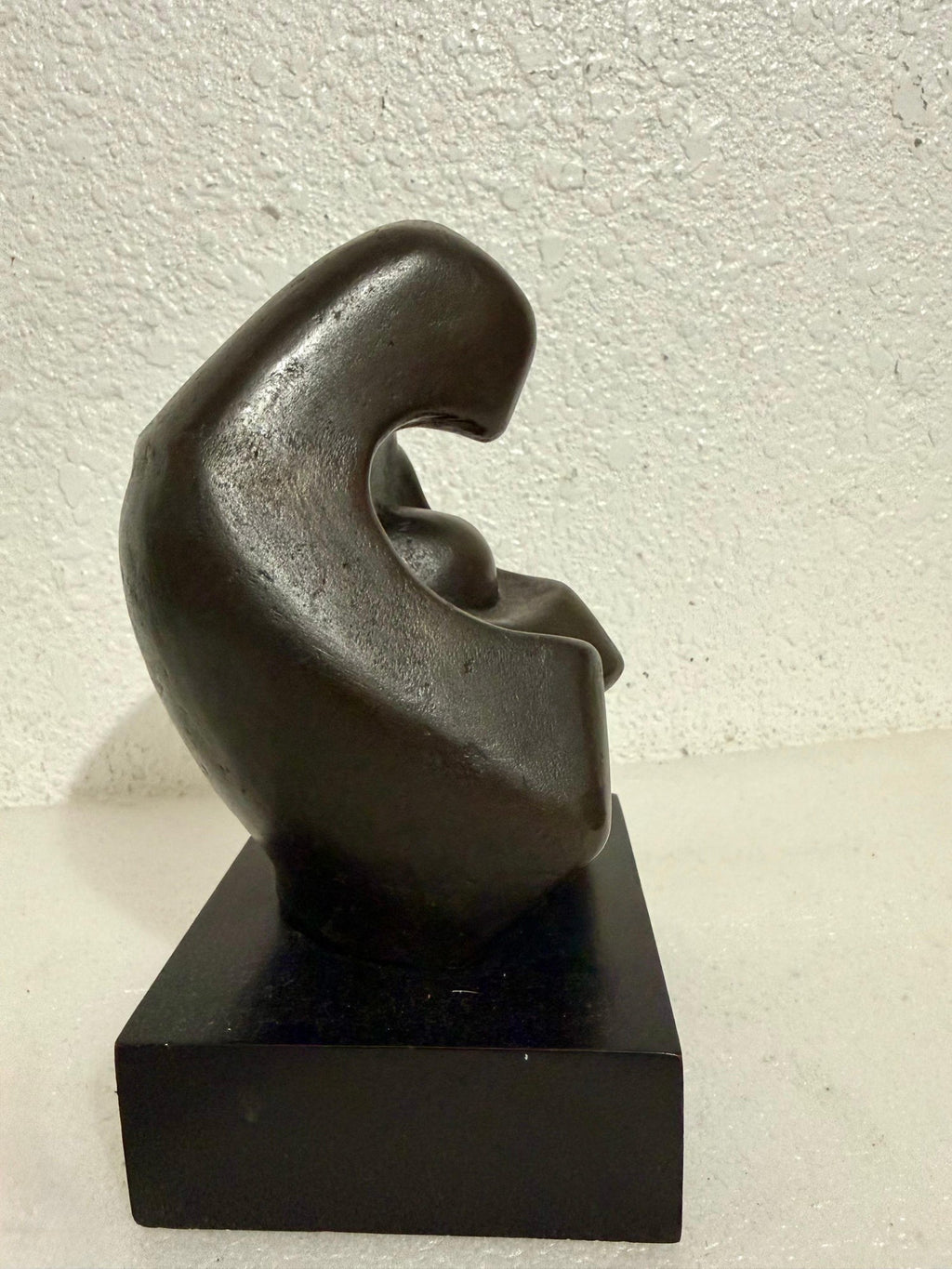 Modernist Israeli Bronze Sculpture Abstract Mother & Child Zvi Yehuda Aldouby