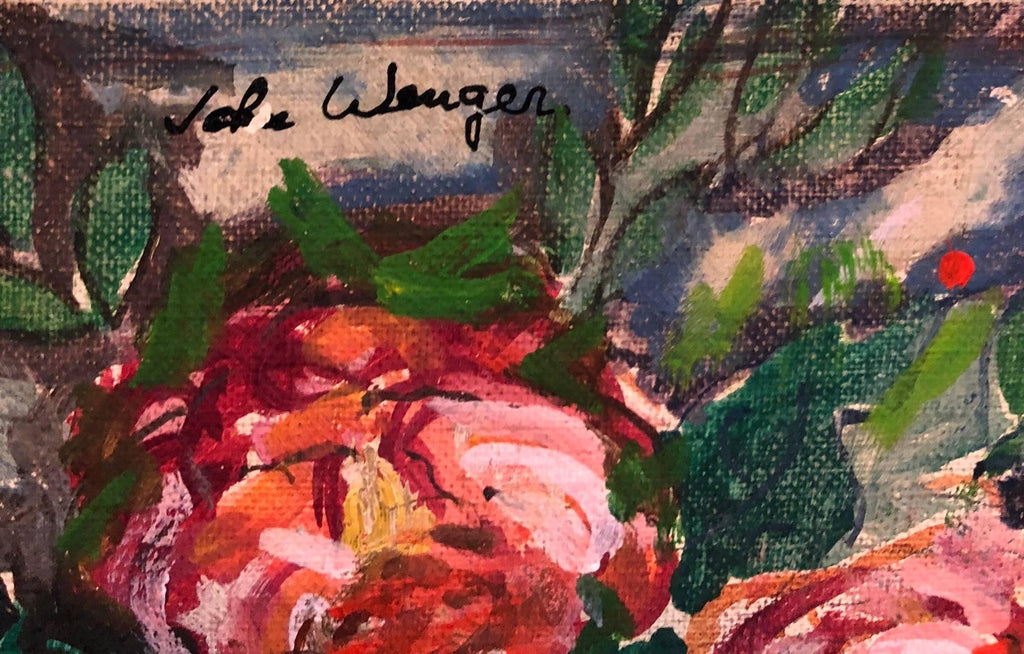 Wild Flowers Vibrant Colorful Modernist Oil Painting