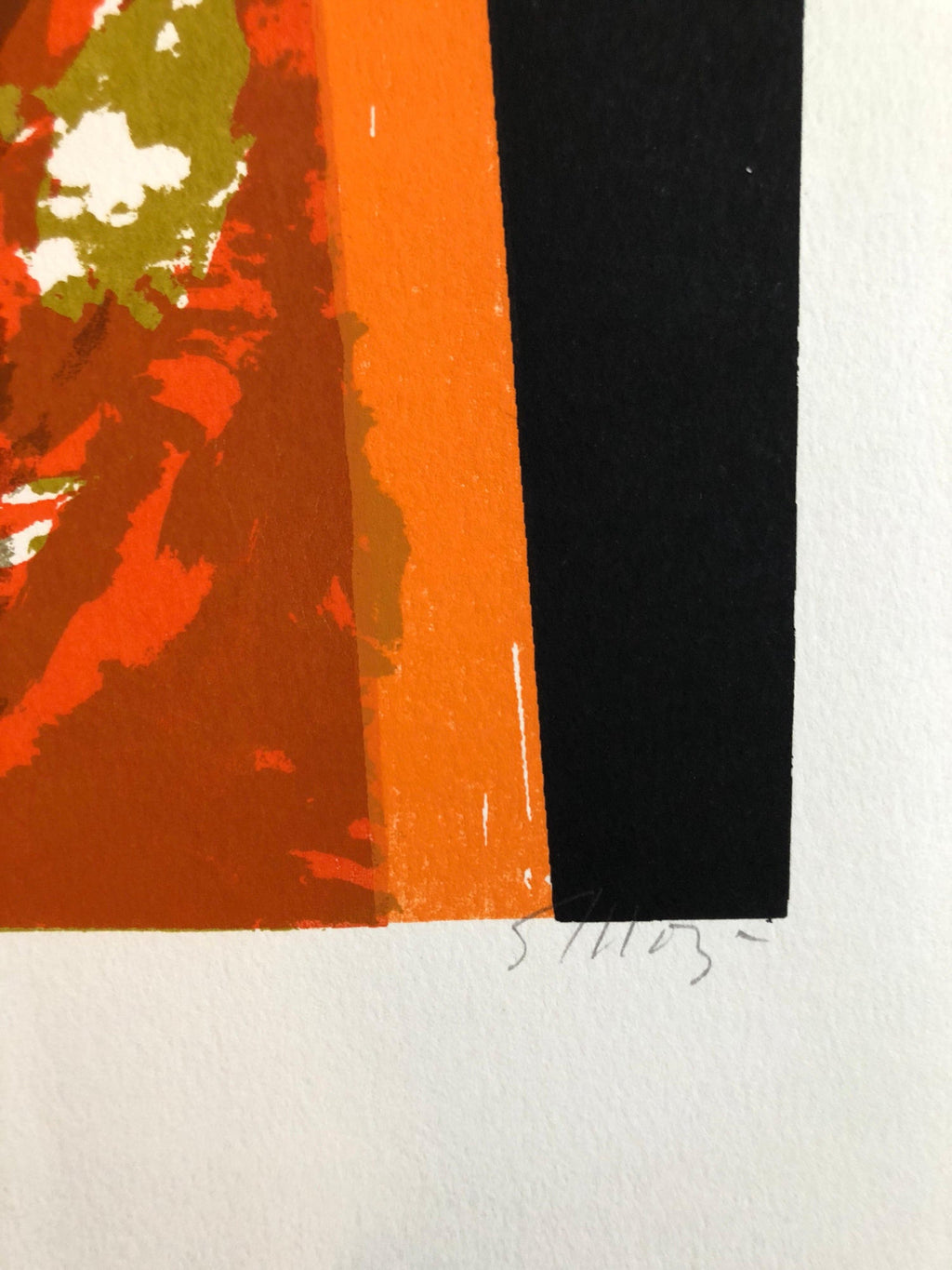 Chinese American Modernist Abstract "Red Tapestry" Color Lithograph