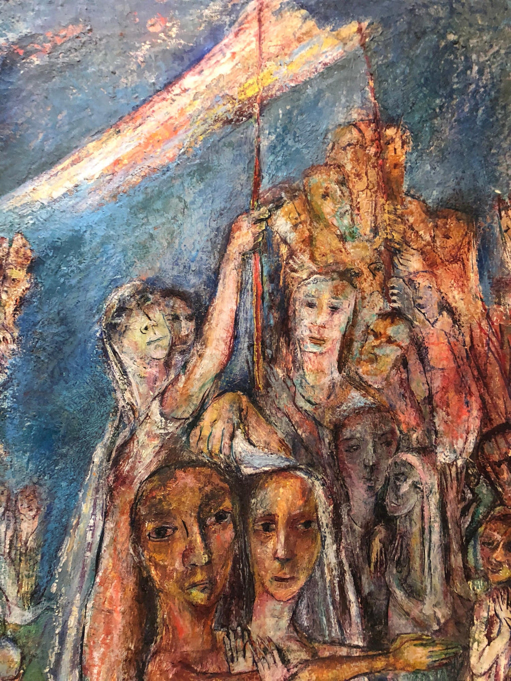 Abstract Procession Jewish Wedding Chuppah Oil Painting Modernist Judaica