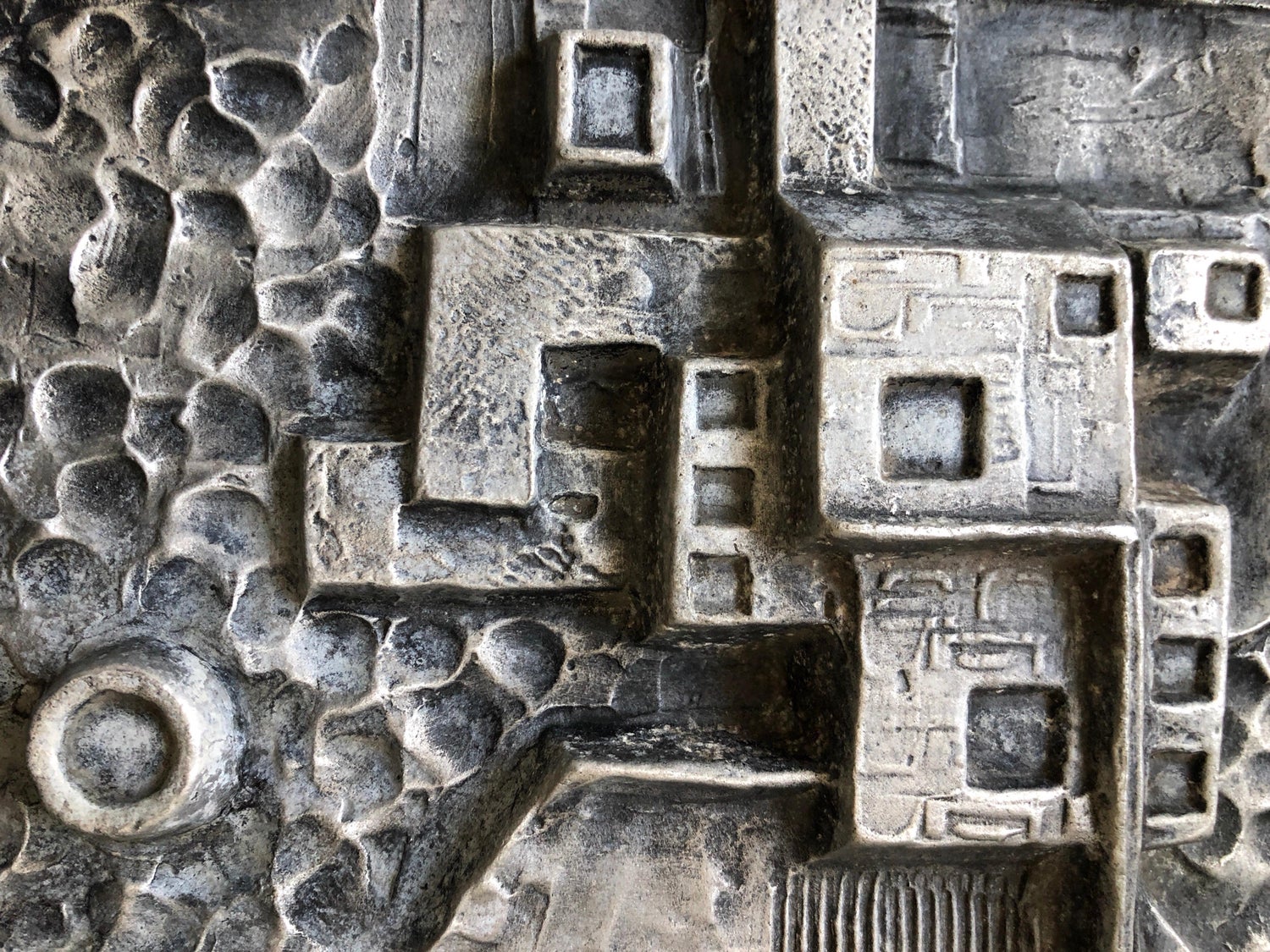 Mexican Modernist Master Silvered Cast Abstract Sculpture Relief Gunther Gerzso