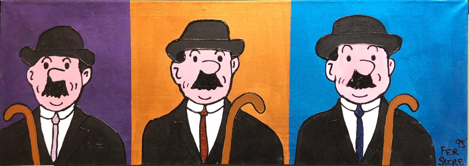 Pop Art Acrylic Painting 'Detectives' from the Tintin Comic books