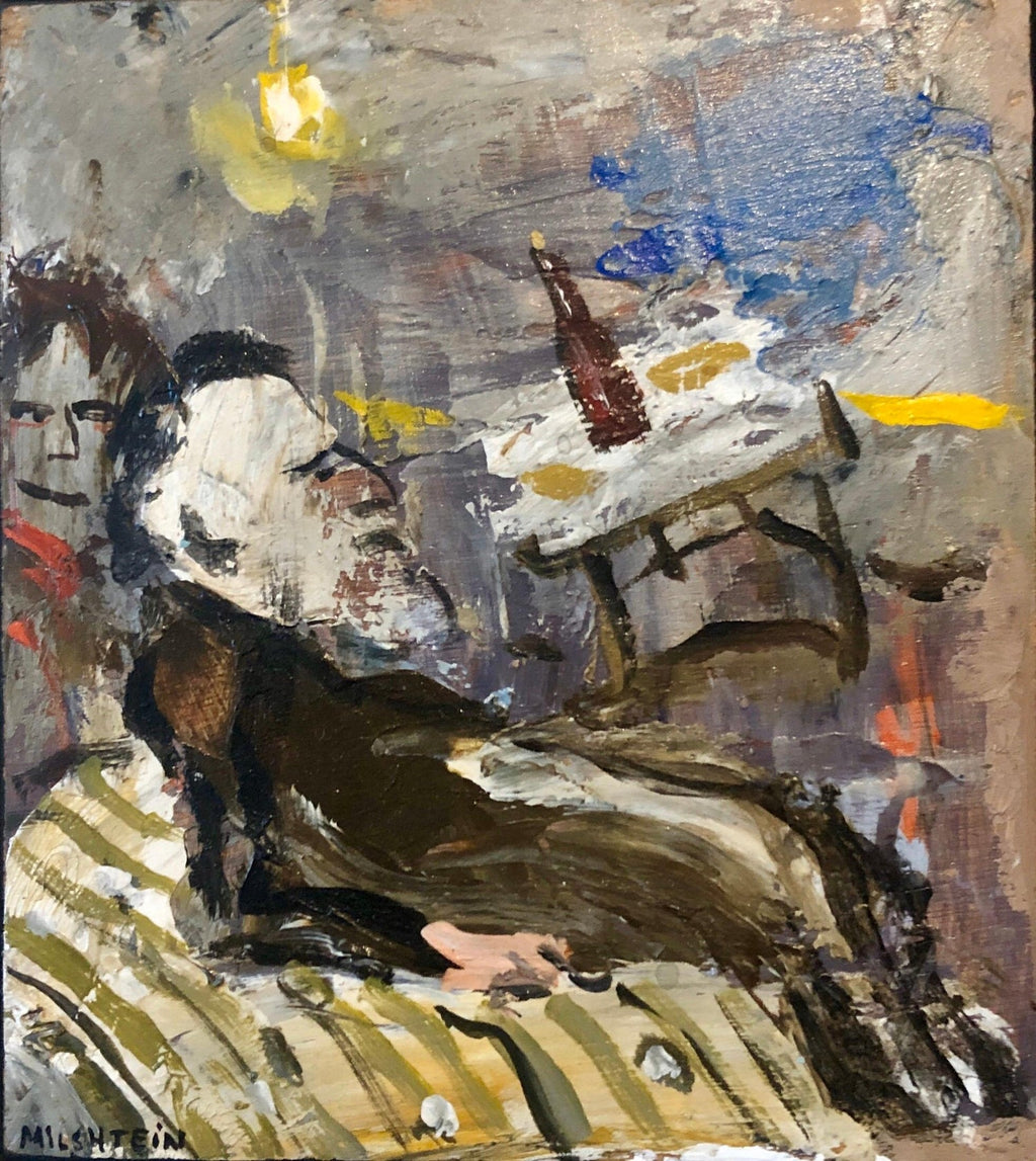 Israeli Oil Painting Modernist Impressionist Candy Man Toy Chest