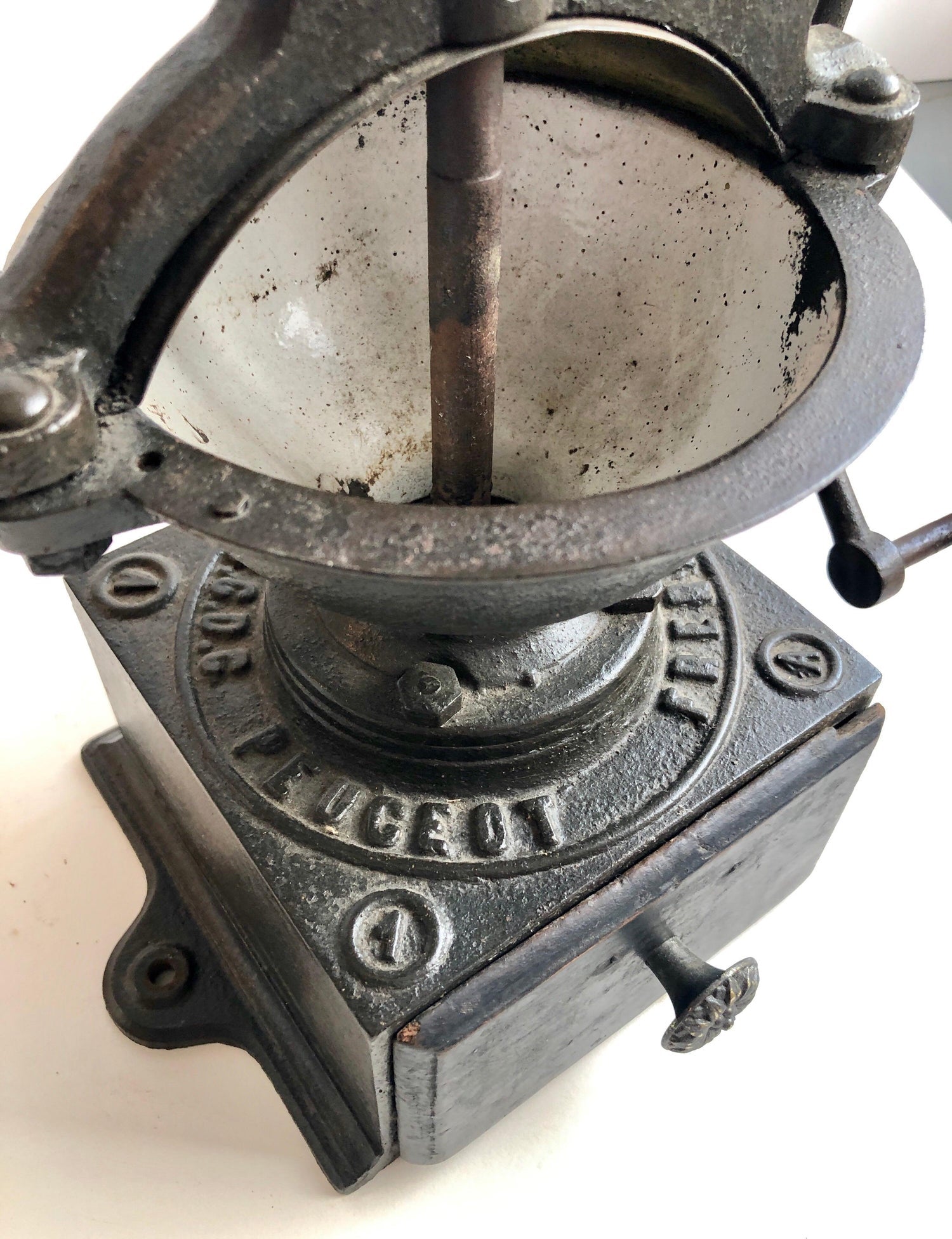 Antique, 19th C. Peugeot Frères Brevetés French Coffee Grinder Table Sculpture