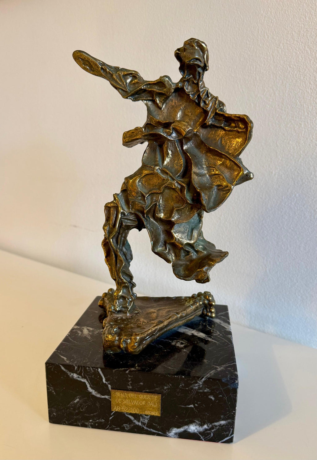 Large Original Surrealist Bronze Marble Sculpture Alma Del Quijote Salvador Dali