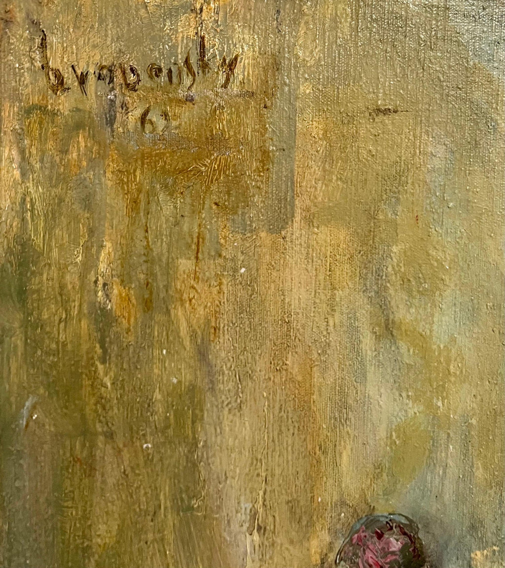 Large Judaica Oil Painting Samuel Grodensky Hasidic Rabbi, Children in Jerusalem