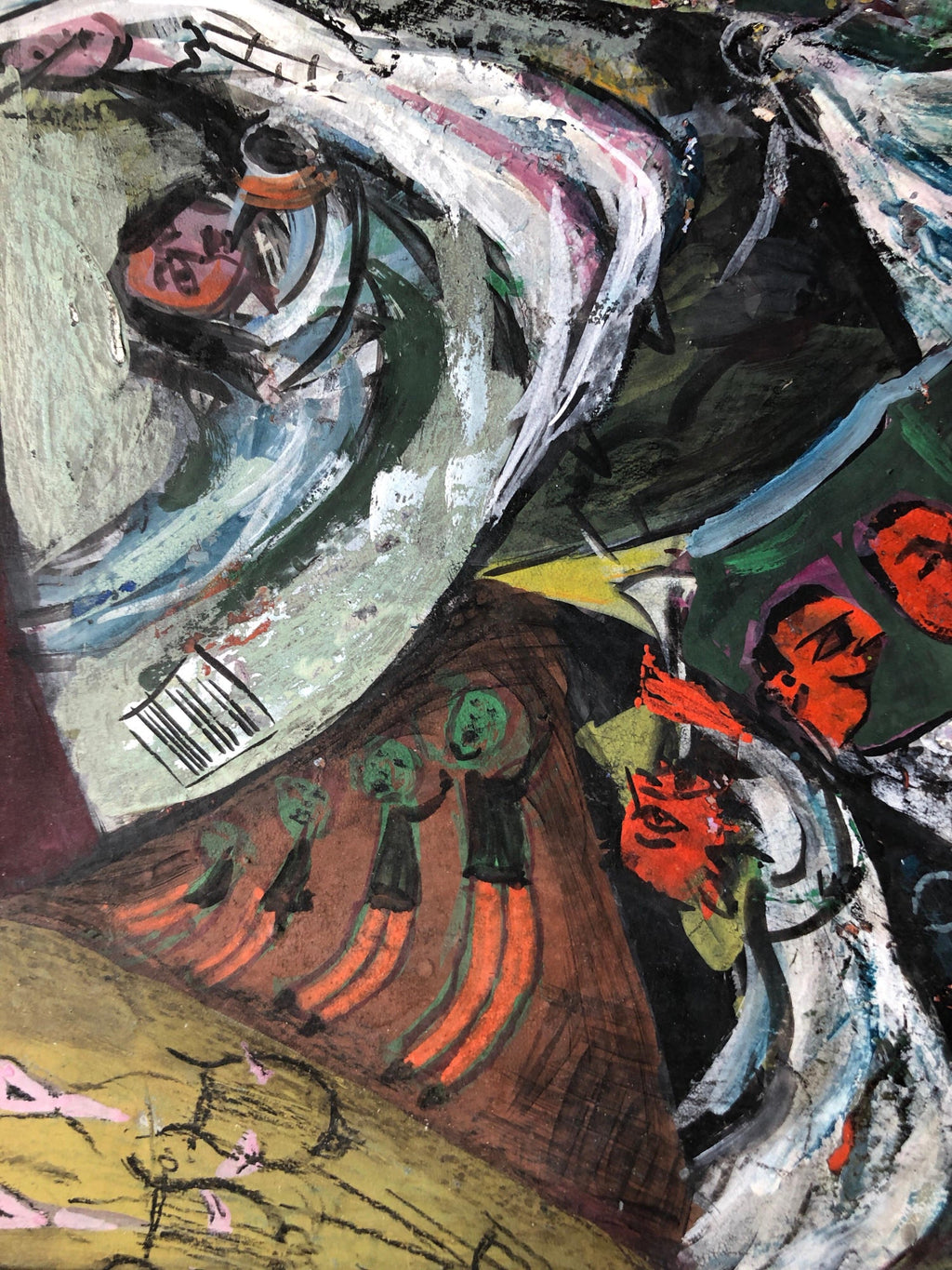 Modernist Orchestra Musical Gouache Painting Boston Expressionist
