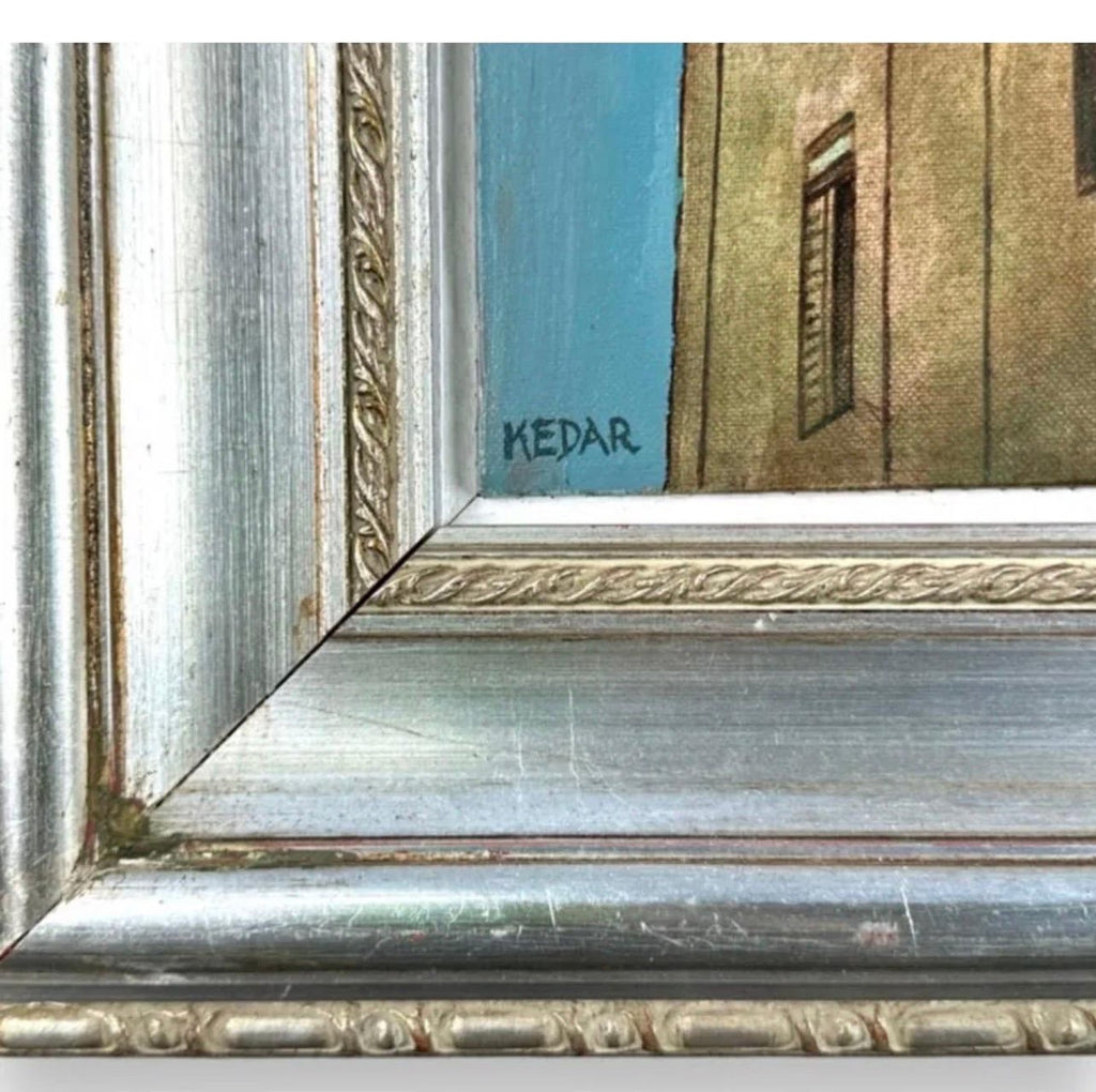 Israeli Modernist Oil Canvas Architecture Painting Dan Kedar, Bezalel Artist