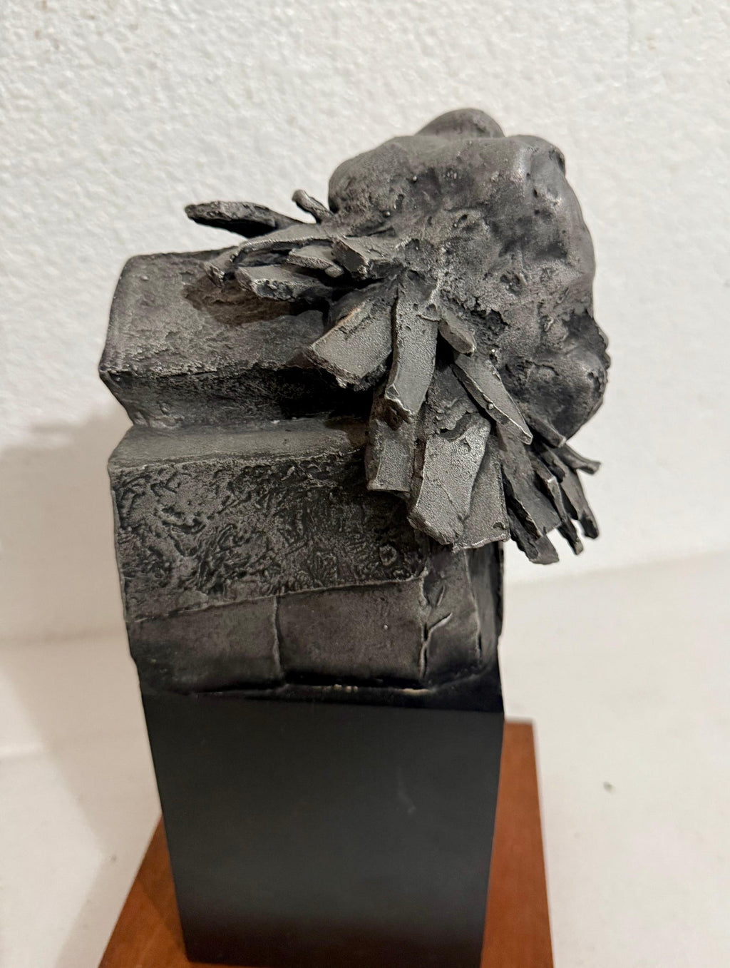 French Naif Modernist Sculpture In Metal Brutalist Head of Woman Valerie Hadida