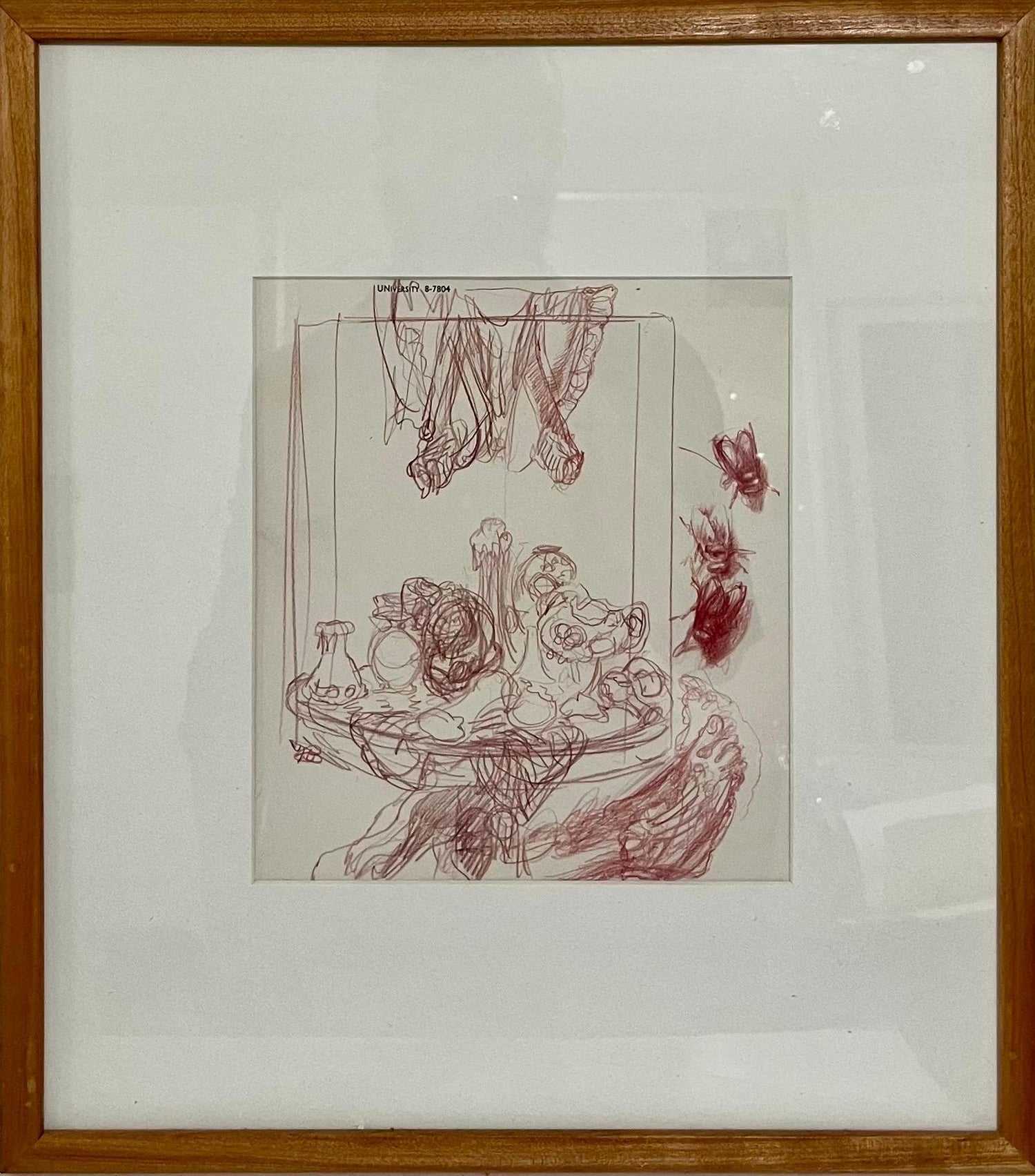 Boston Expressionist Conte Pencil Drawing "Still Life with Flies" Hyman Bloom
