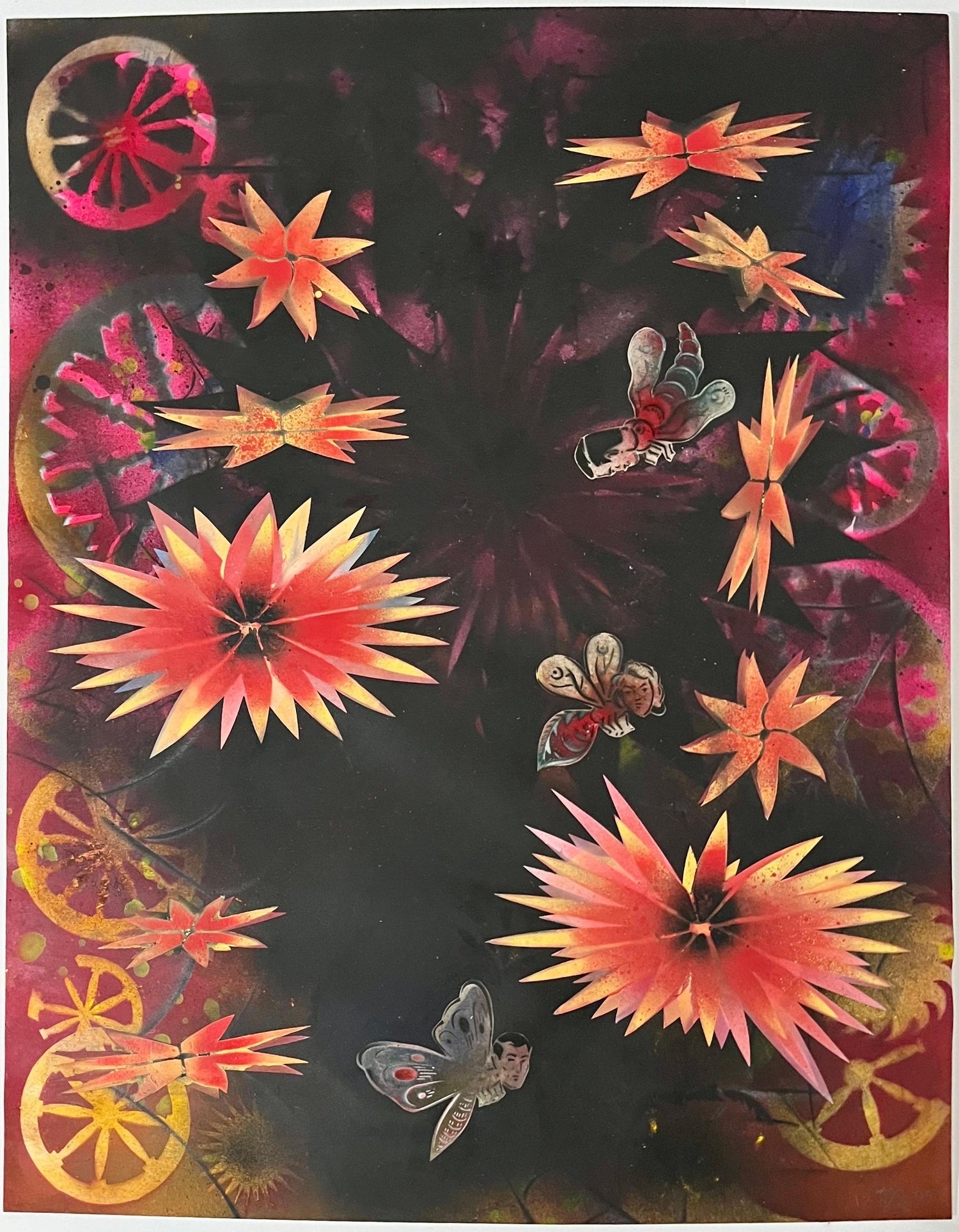 Abstract Surrealist Spray Paint Painting Mixed Media Fleur D’Nuit Mason Rader