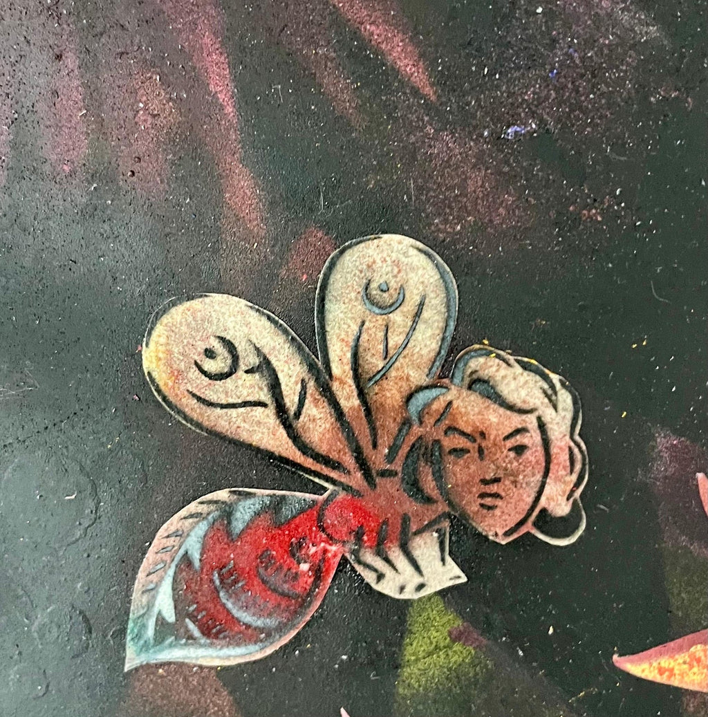 Abstract Surrealist Spray Paint Painting Mixed Media Fleur D’Nuit Mason Rader