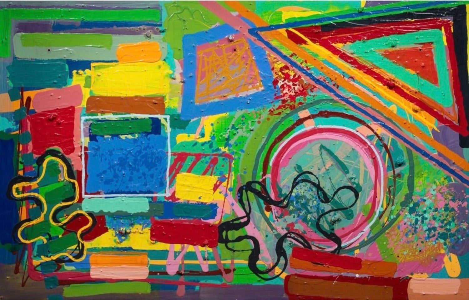 Mod Abstract Expressionist Modernist Edward Avedisian Color Field Art Gouache
