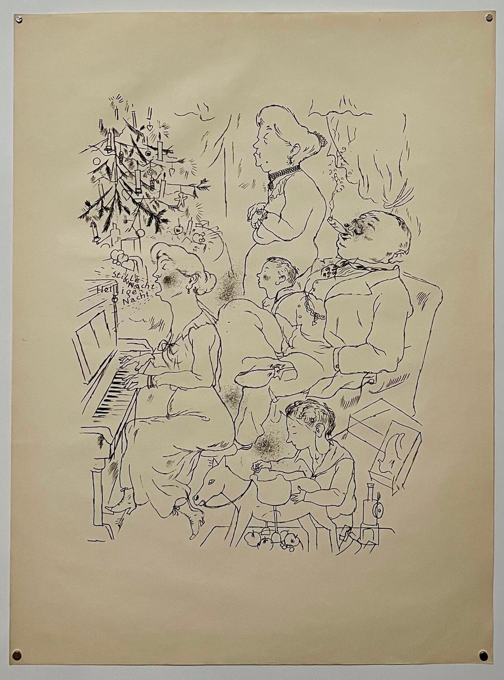 Large George Grosz 1923 Lithograph Die Rauber German Expressionism WPA Realism