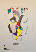 Vintage Modern Lithograph Poster 1960s Pop Art Mod Figure