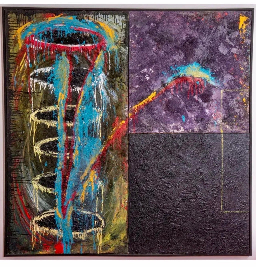 Large Spanish Contemporary Art Juan Suarez Abstract Bold Painting Triptych Group