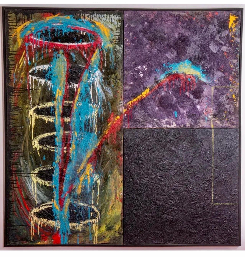 Large Spanish Contemporary Art Juan Suarez Abstract Bold Painting Triptych Group