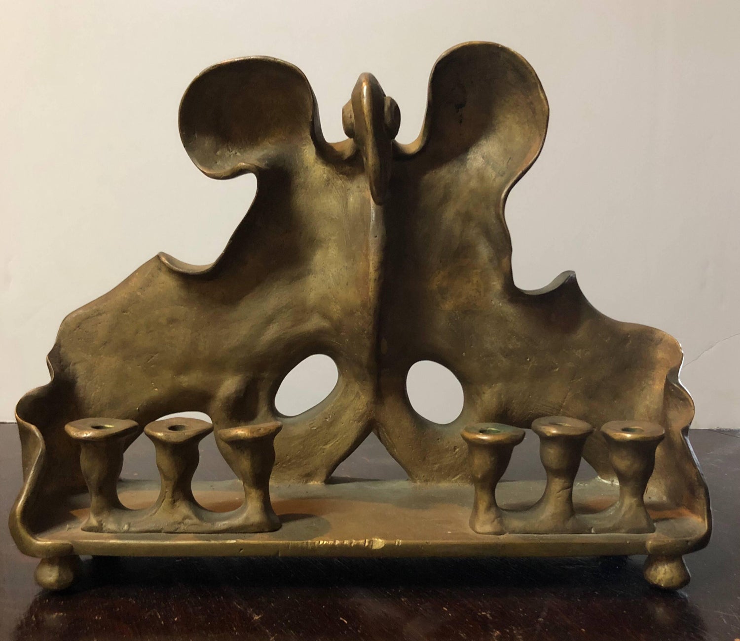 RARE Judaica Holocaust Memorial Menorah Bronze Sculpture