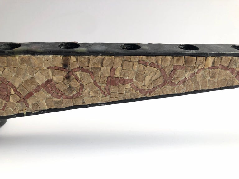 Brutalist Hand Forged Iron Mosaic Sculpture Menorah Israeli David Palombo