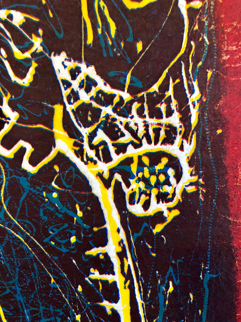 Large Abstract Expressionist Figure Handmade Paper Etching Silkscreen Print