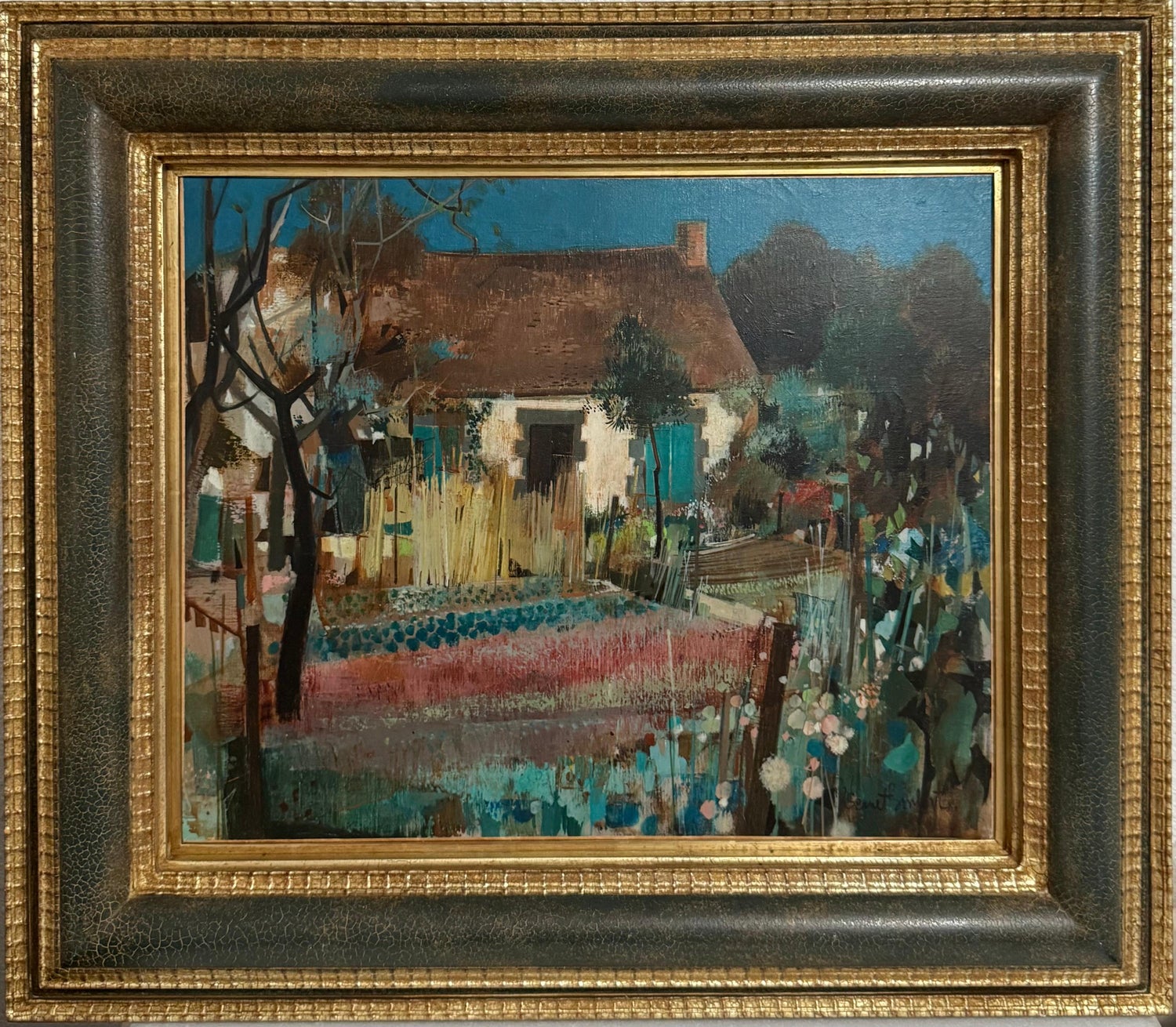French Neo Expressionist Surreal Oil Painting Robert Vernet Bonfort  Deaf Artist