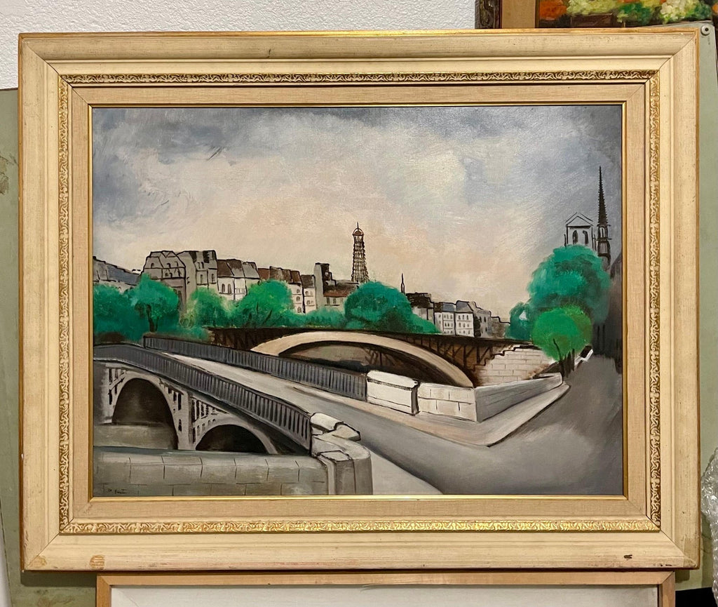 1927 Oil Painting Eiffel Tower Paris American Modernist Wpa Artist Morris Kantor
