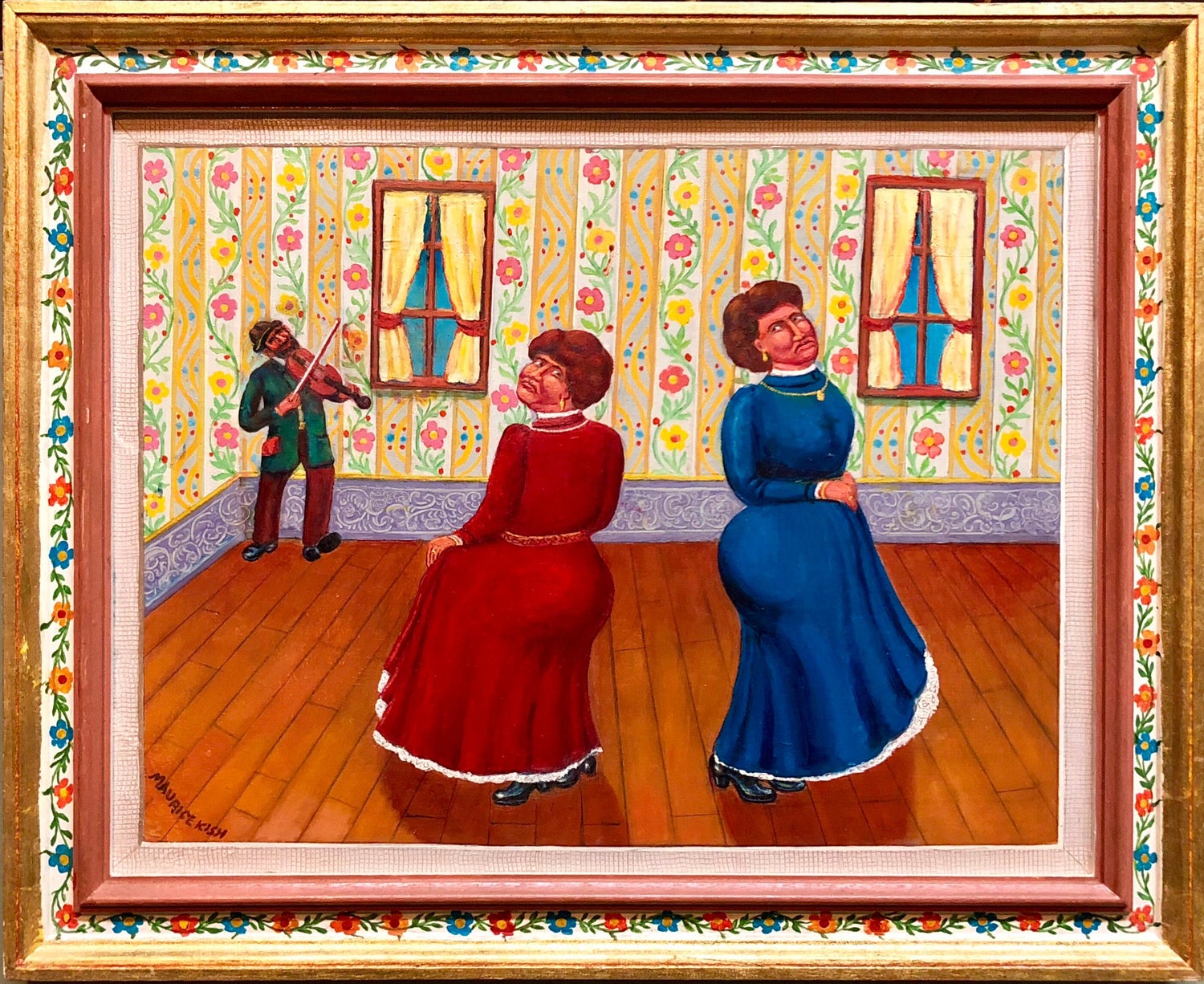 Three Klezmer Musicians Modern Judaica Shtetl Oil Painting WPA Jewish artist