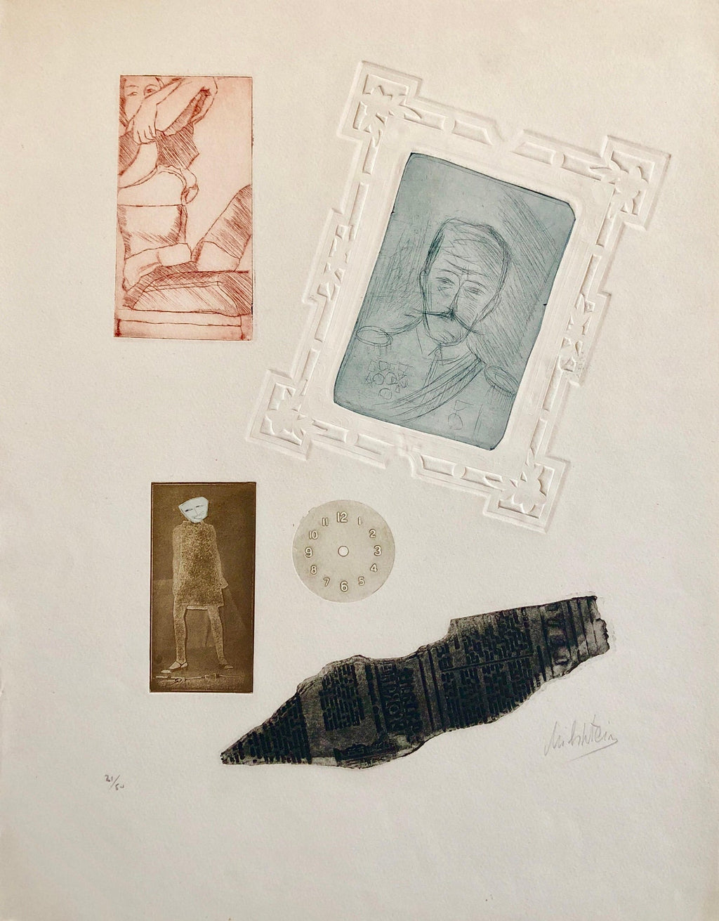 Portraits Erotic Vignettes French Israeli Surrealist Aquatint Etching Le Colonel