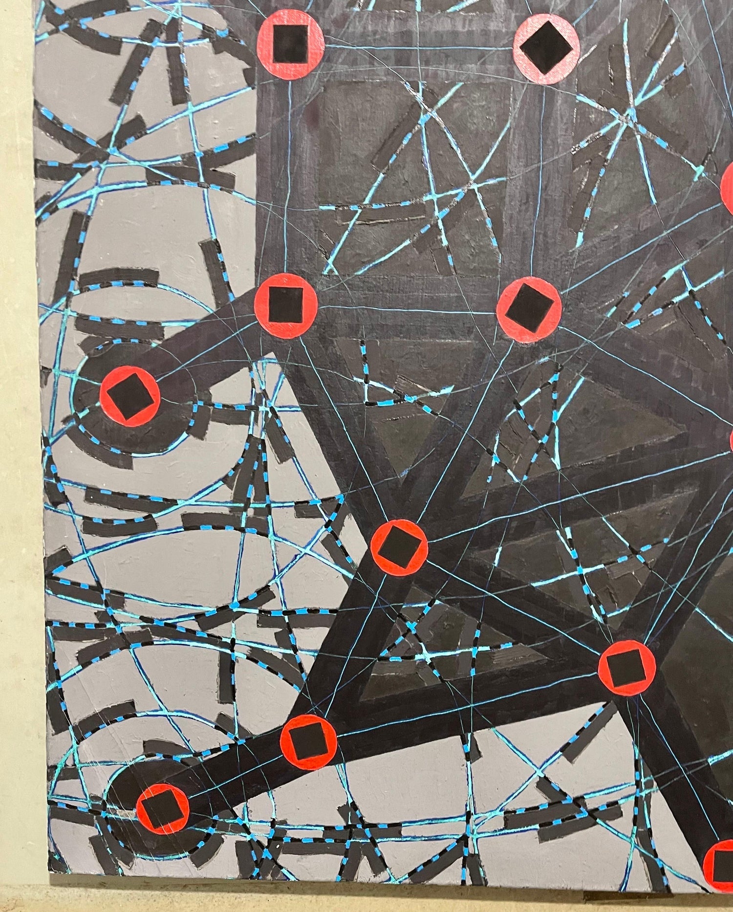 Stop Flats Night Stops Abstract Geometric Modernist Oil Painting W.C. Richardson
