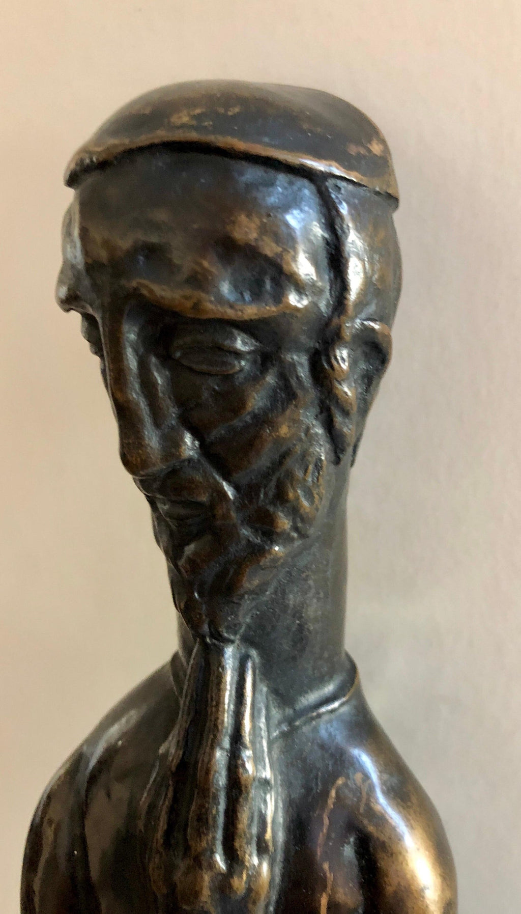 Art Deco Expressionist Bronze Judaica Rabbi Sculpture Los Angeles Modernist
