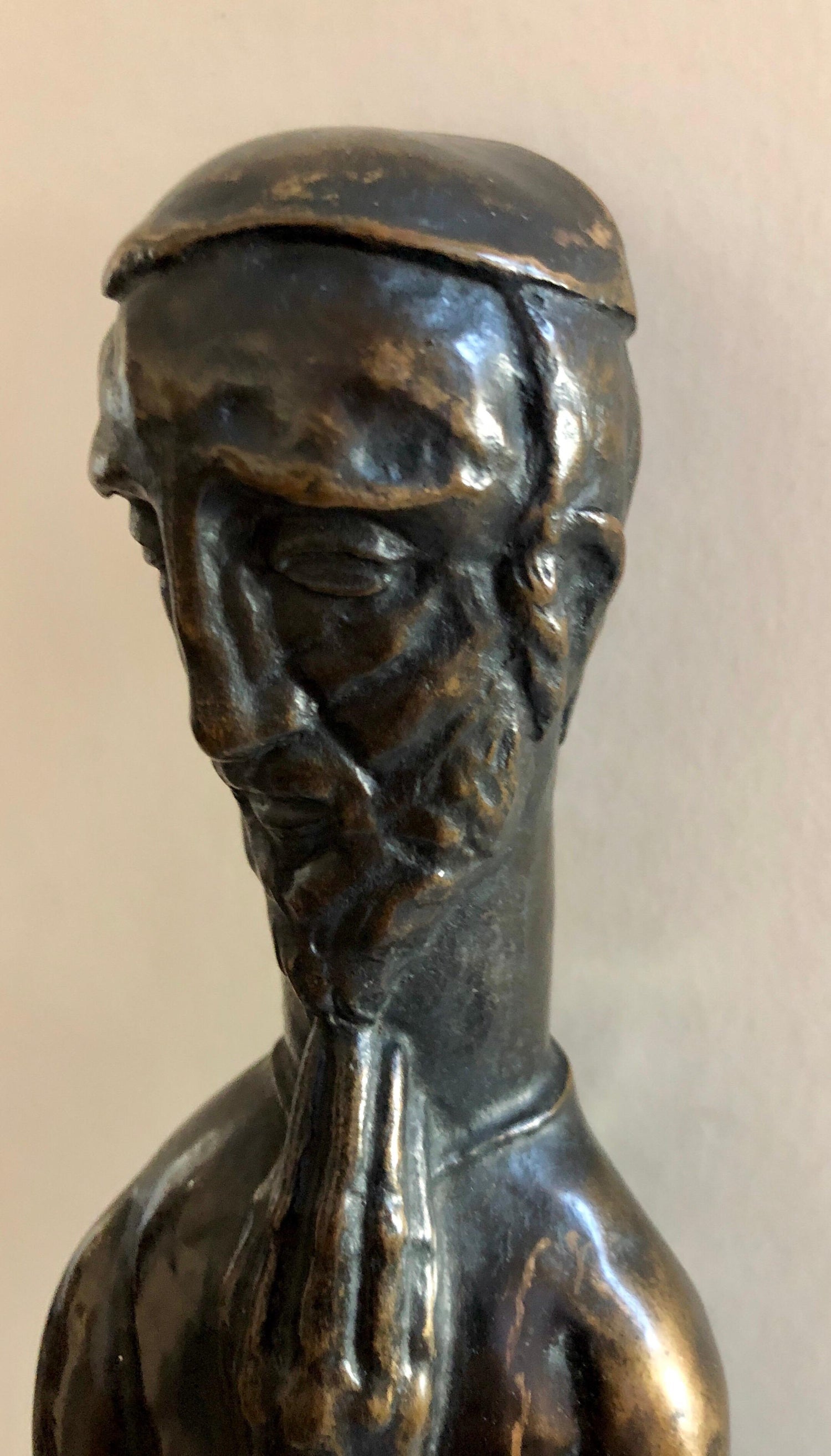 Art Deco Expressionist Bronze Judaica Rabbi Sculpture Los Angeles Modernist