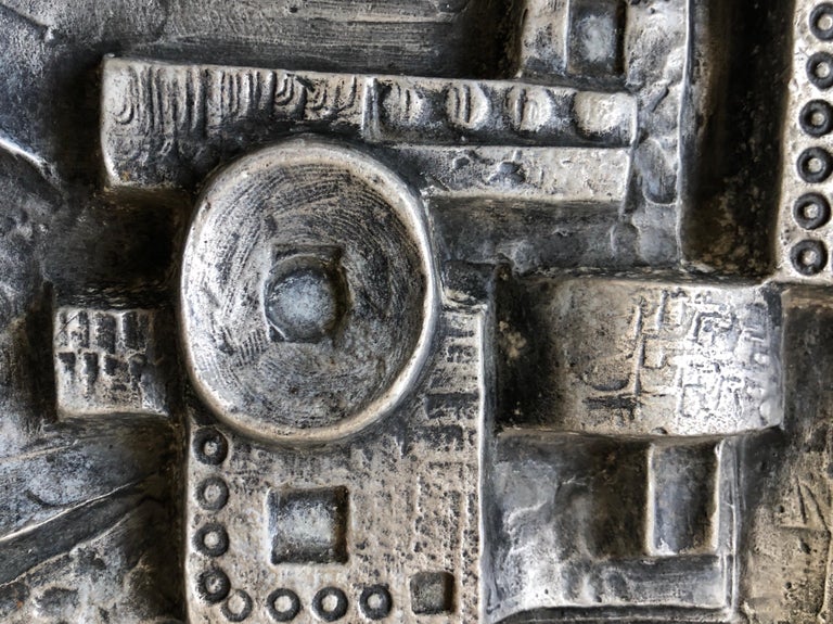 Mexican Modernist Master Silvered Cast Abstract Sculpture Relief Gunther Gerzso