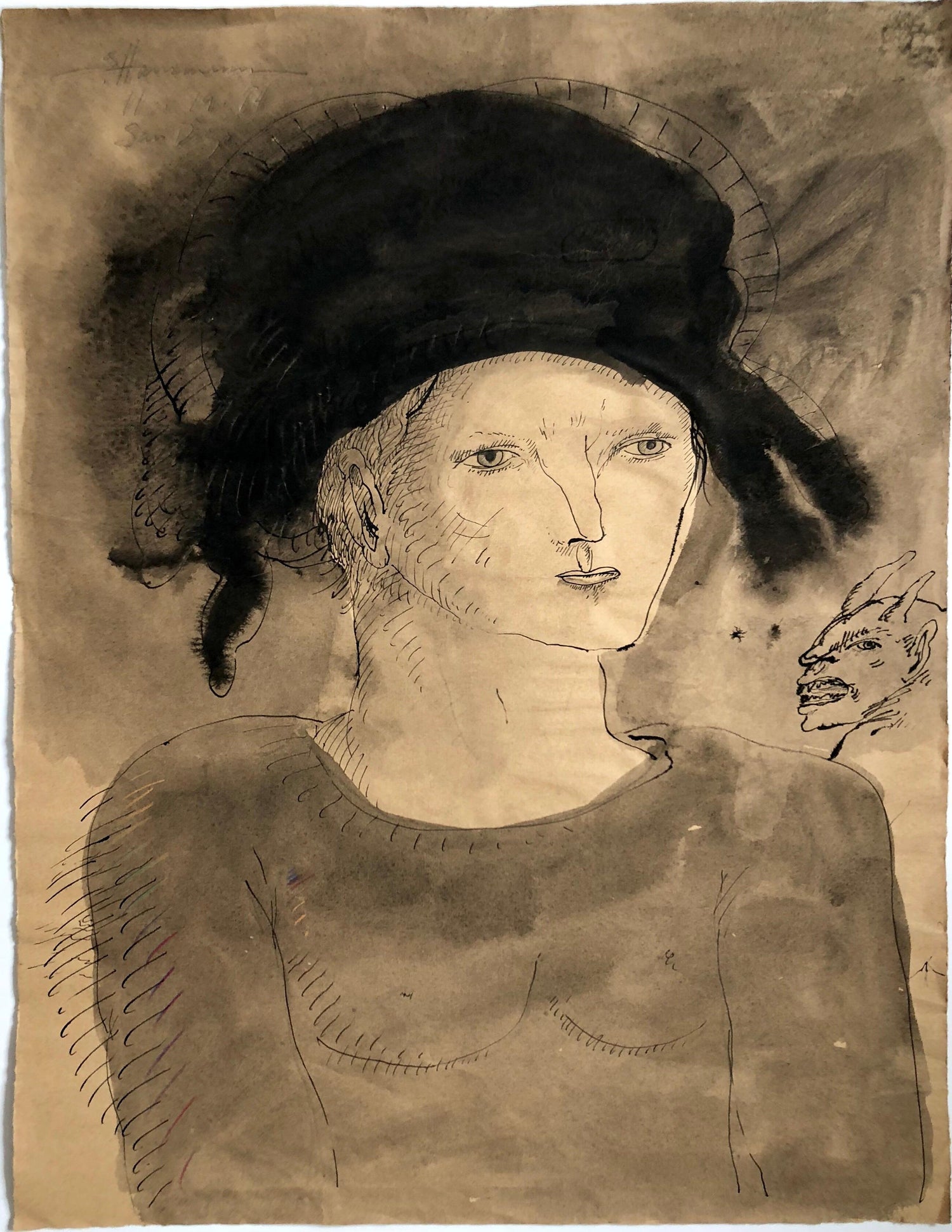 Modern Figurative Surrealist Watercolor Painting, Drawing 'Prince of Innocence'