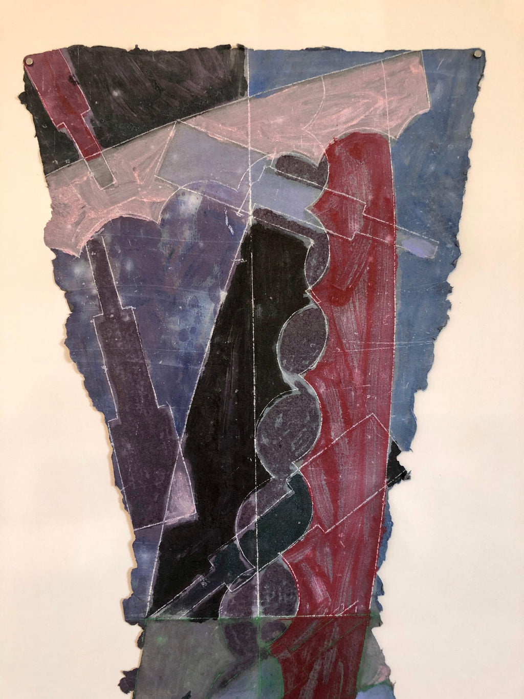 Abstract Modernist Colorful Mixed Media Monoprint Screen-print Handmade Paper