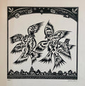 Post Soviet Nonconformist Avant Garde Russian Israeli Woodcut Woodblock Print