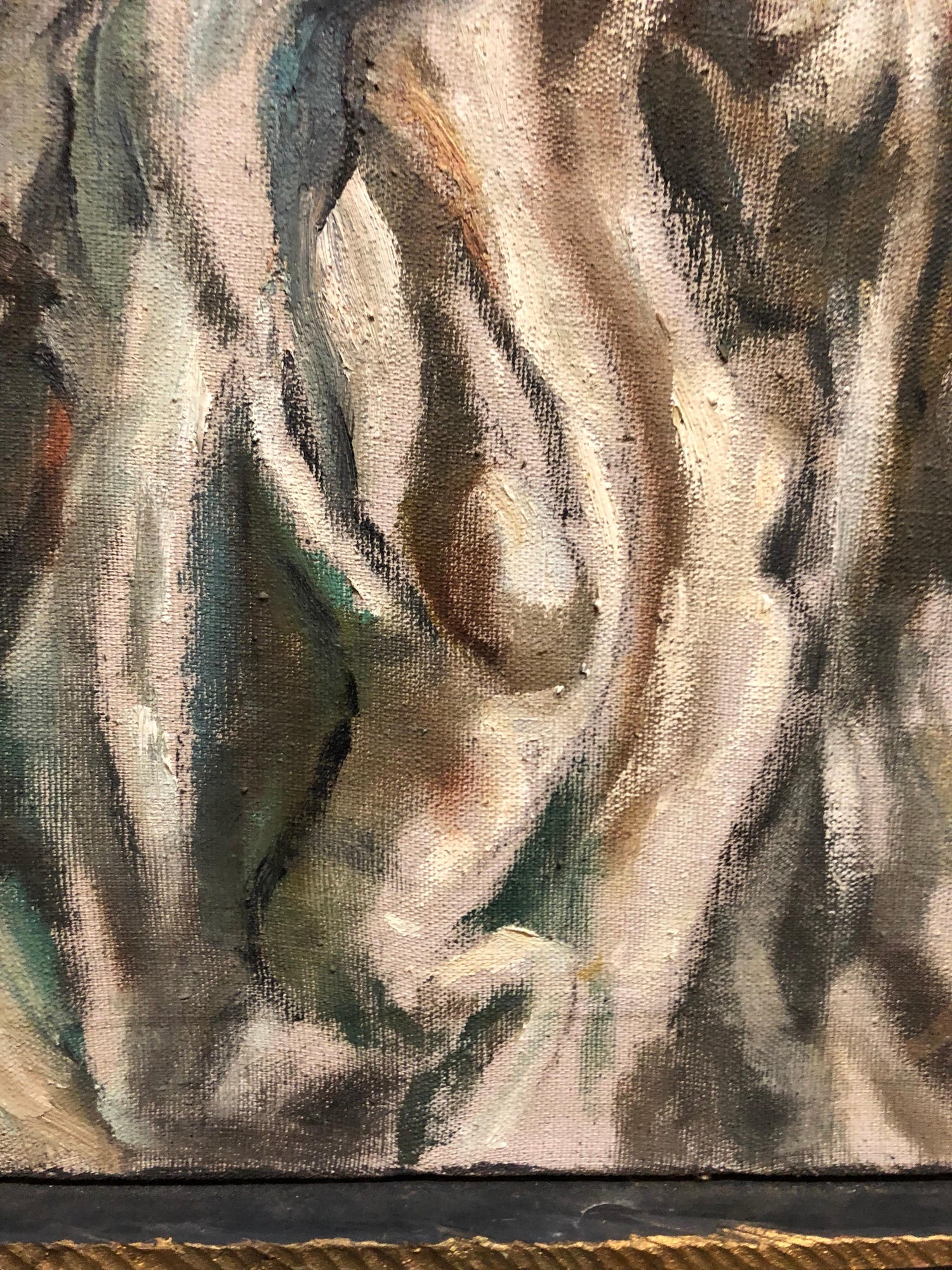 Holocaust Memorial Oil Painting Judaica Rabbi Composed of Figures WPA Artist