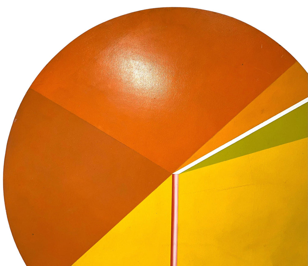 Israeli Round Tondo Hard Edged Geometric Abstract Color Painting Reuven Berman
