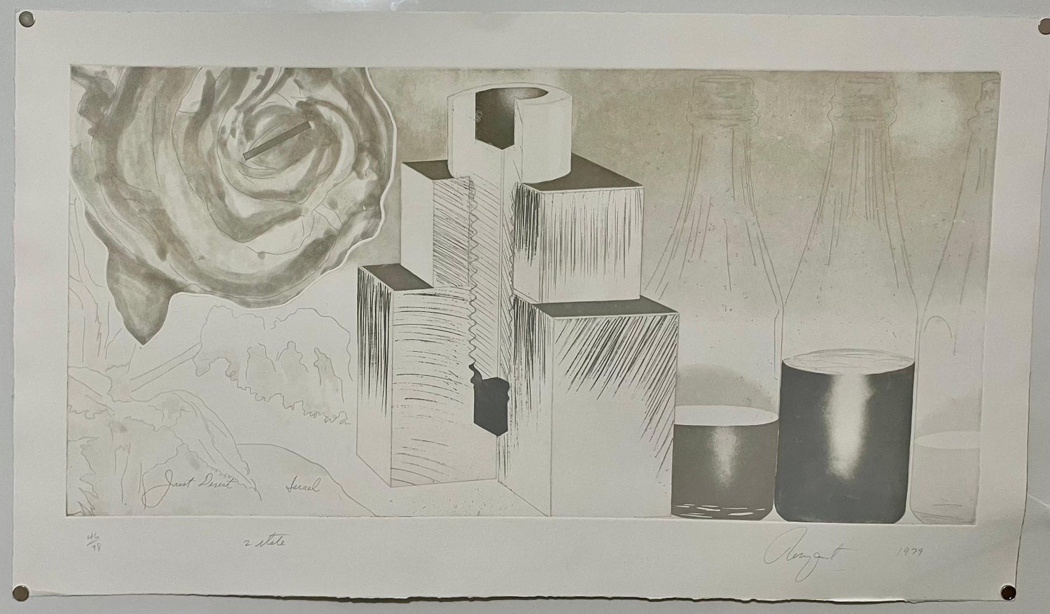 Large American Pop Art Abstract Aquatint Etching James Rosenquist Just Desert