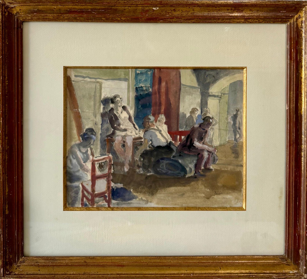German Expressionist Drawing, Watercolor Painting Jules Pascin Cuba Scene 1910