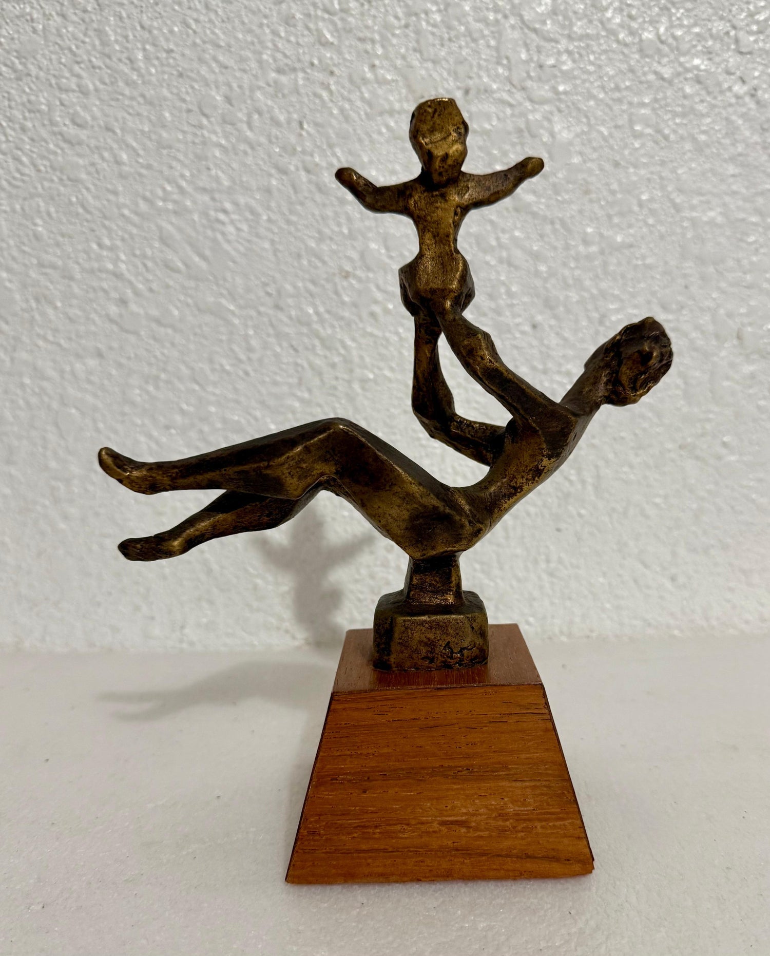 Chaim Gross Mid Century Mod Bronze Sculpture Mother and Baby Playing WPA Artist